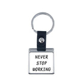 Square Metal Keyring with Leather chain